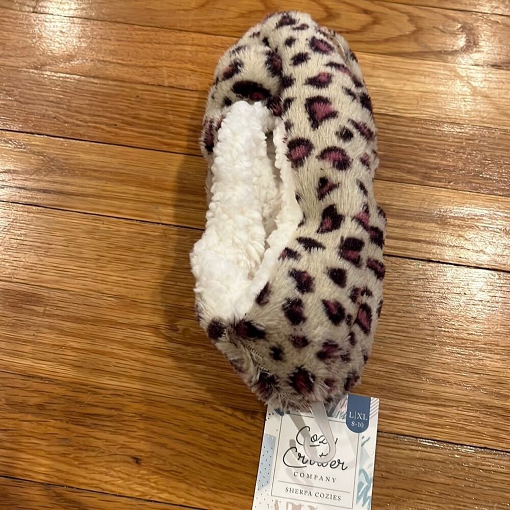 Cozy Critter Company Leopard Print Sherpa Cozies Pink Black L/XL 8-10